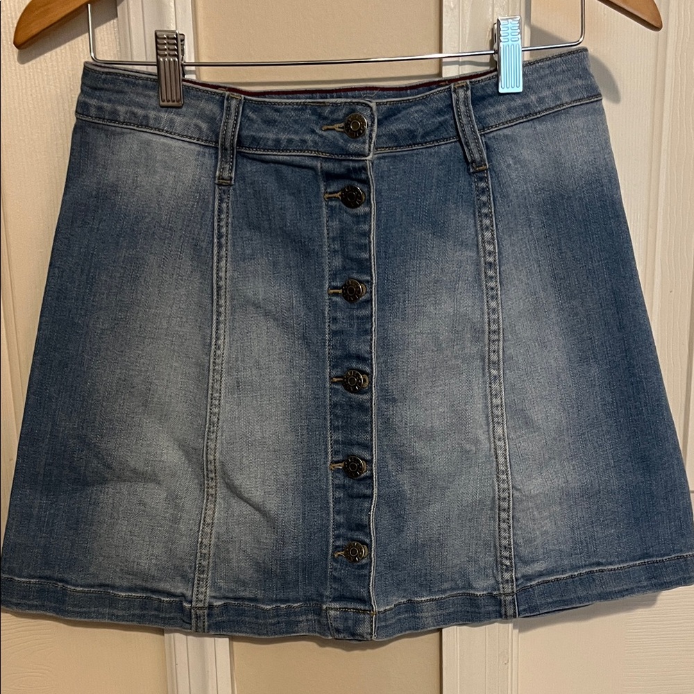 Cello Blue Denim Button-Up Mini Skirt